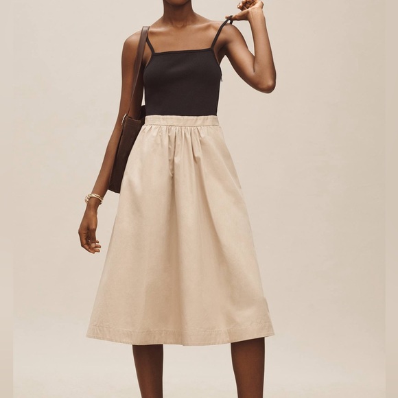 Anthropologie Dresses & Skirts - Anthropologie Dress Womens XS Maeve Sleeveless Rib Poplin Twofer Midi Neutral